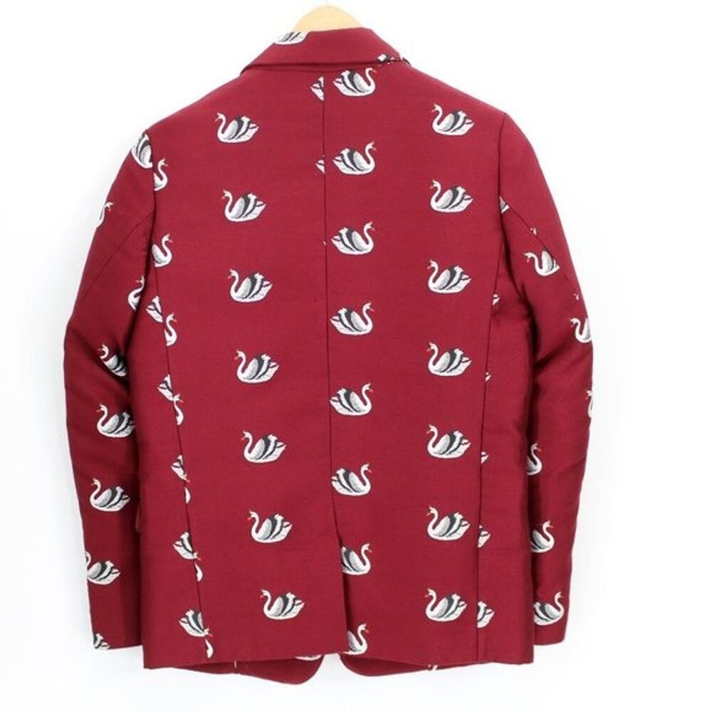 Cooper Trelise Cooper Jacket Swan Song Blazer Burgundy Embroidered Jacquard US 4 - Picture 7 of 12